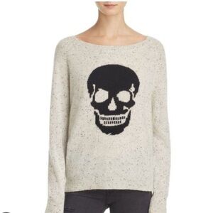 Small - aqua cashmere skull sweater